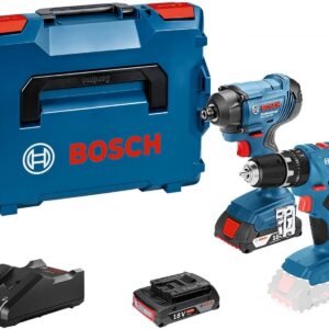 Bosch Bleu GSB 18V-21 Perceuse-visseuse à percussion sans fil + GDR 18V-160 Visseuse à chocs | incl. 2x batteries et chargeur | dans L-Boxx – 0615990L41