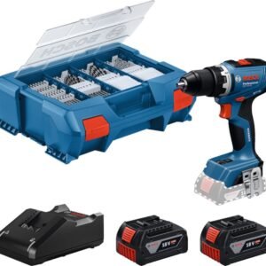 Bosch Bleu GSR 18V-65 Perceuse-visseuse sans fil | Inclus 2x GBA 18V 4,0 Ah & chargeur GAL 18V-40 | 82 accessoires - 06019N3207