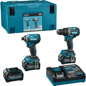 Makita DK0198G201 | Ensemble combiné 40V Max pour perçage et vissage à chocs | 3 x batteries 2,5 Ah + Chargeur rapide – DK0198G201
