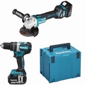 Makita DLX2272TJ coffret combiné 18V LXT 2 pièces : Meuleuse d’angle DGA513 + Perceuse-visseuse à percussion DHP484 avec 2 batteries 5.0Ah
