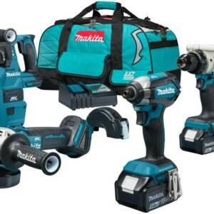 Makita DLX4194TX1 Ensemble combiné - DDF492 Perceuse-visseuse sans fil + DTD153 Visseuse à chocs 18V + DGA504 Meuleuse d’angle 18V + DHR243 Marteau perforateur 18V | Inclut 2x batteries 5.0 Ah et chargeur