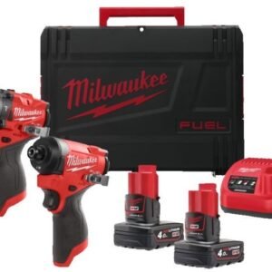 Milwaukee M12 FPP2A2-402X | M12 FUEL Powerpack (M12 FPD2, M12 FID2, 2 x M12 B4 batterie, 1 x C12C chargeur, 1 x HD Box) - 4933480587 4933480587