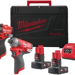 Milwaukee M12 FPP2E2-402X | M12 FUEL Powerpack (M12 FPD, M12 FQID, 2 x M12B4 batterie, 1 x C12C chargeur, 1 x HD Box) - 4933480594