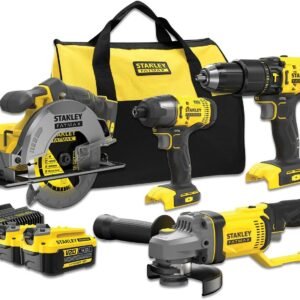 Stanley FATMAX SFMCK469M2 V20 Combi Kit | Perceuse-visseuse à percussion sans fil + Scie circulaire sans fil + Meuleuse d’angle sans fil | 2x batteries 4.0Ah | 1x chargeur | dans sac souple - SFMCK469M2-QW